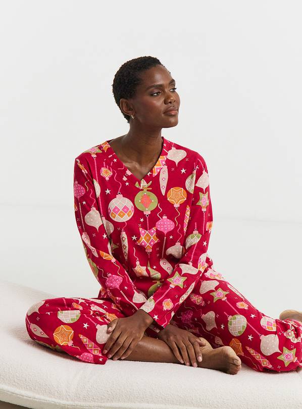 JD WILLIAMS 2 Pack Pyjama Set  Bauble Print 28-30